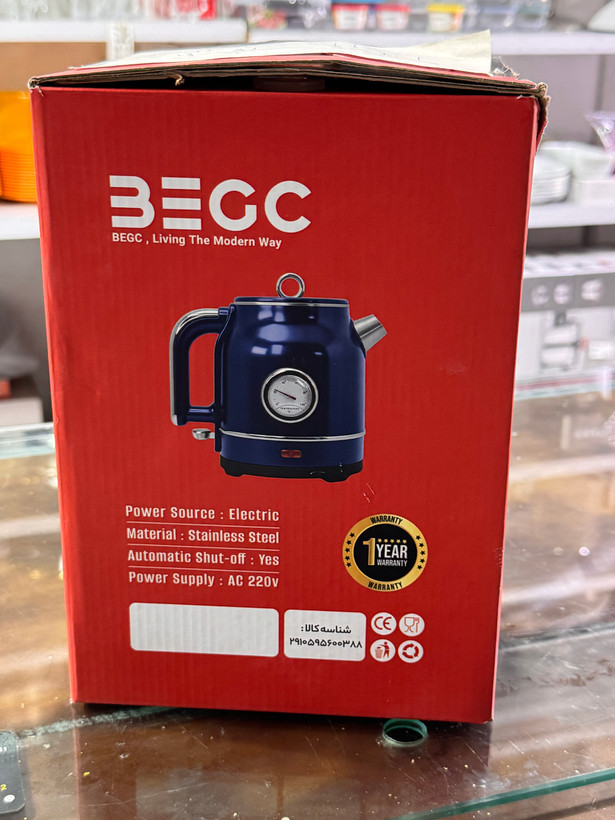 کتری برقی استیل بگسی (BEGC) طرح کلاسیک با نمایشگر درجه دما