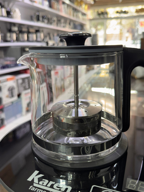 چای ساز کارن مدل TM-8583 | کتری و قوری شیشهای دیجیتال با توان 2200 وات