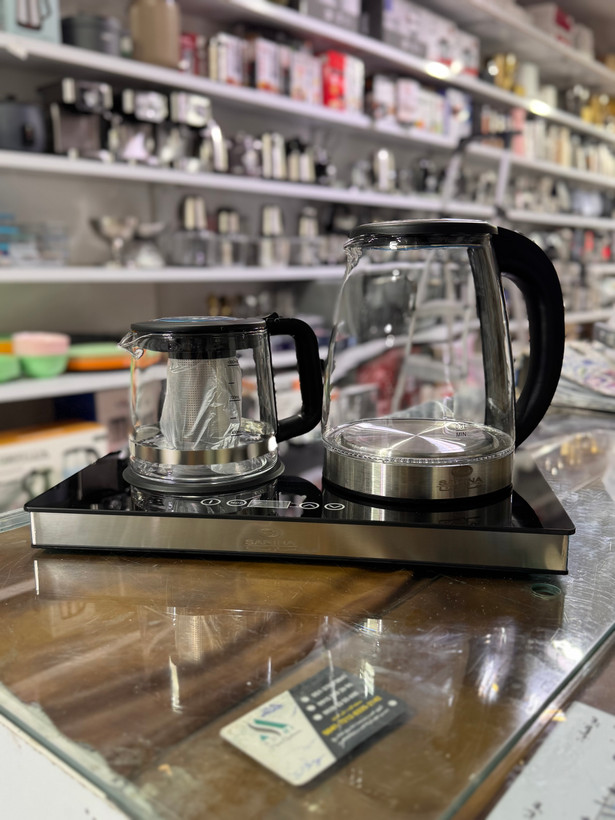 چای ساز سارینا مدل SA-179 | کتری برقی و قوری شیشهای دیجیتال 1800 وات