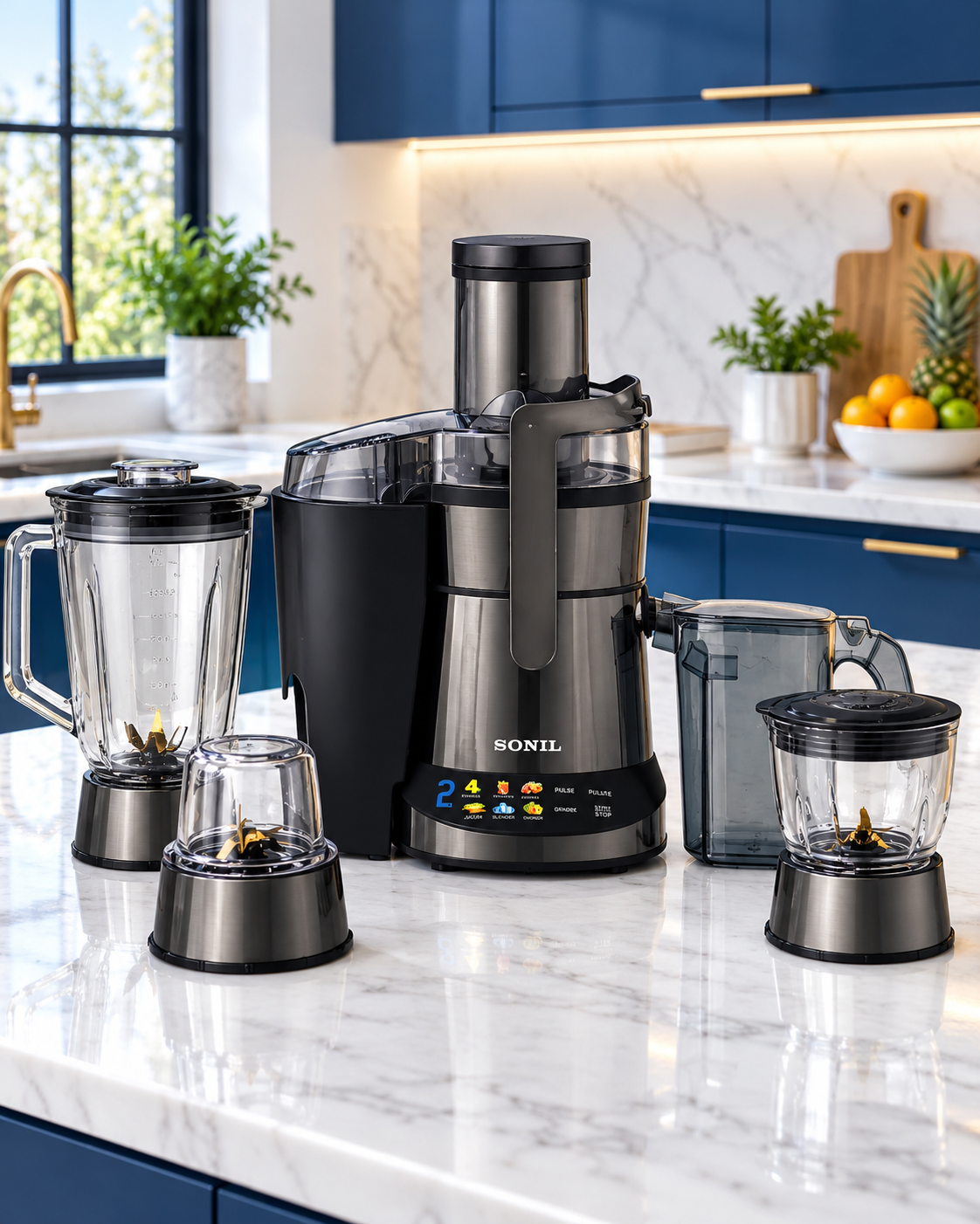 آبمیوه‌گیری سونیل JUS-1090 | 1000 وات، 4 کاره، پنل لمسی دیجیتال