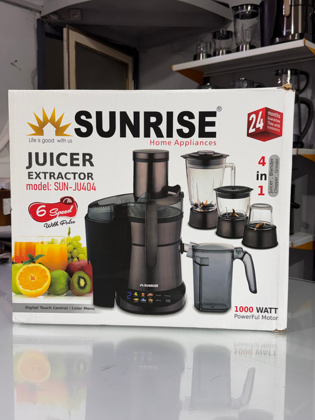 آبمیوهگیری ۴ کاره سانرایز مدل SUN-JU404 | آبمیوهگیری، مخلوطکن، خردکن و آسیاب با موتور ۱۰۰۰ وات